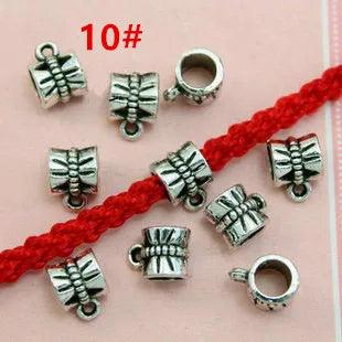30Pcs Antique Tibetan Silver Connector Bail Tube Beads Spacer Bead Hanger For Jewelry Making Fit European Charm Bracelet Pendant