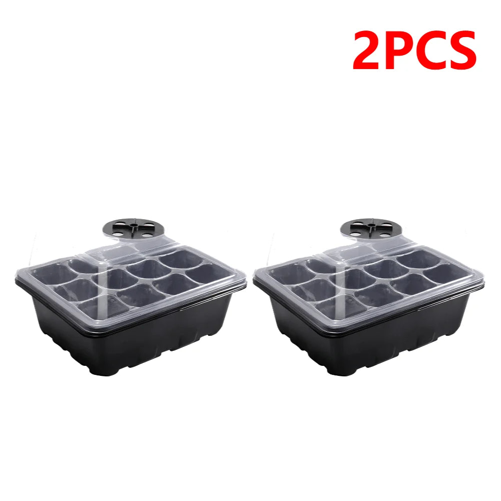 10/1pcs Seedling Box Gardening Sowing Tray with Breathable Clear Cover Seeds Germination Nursery Pot 12Holes Plant Seed Grow Box
