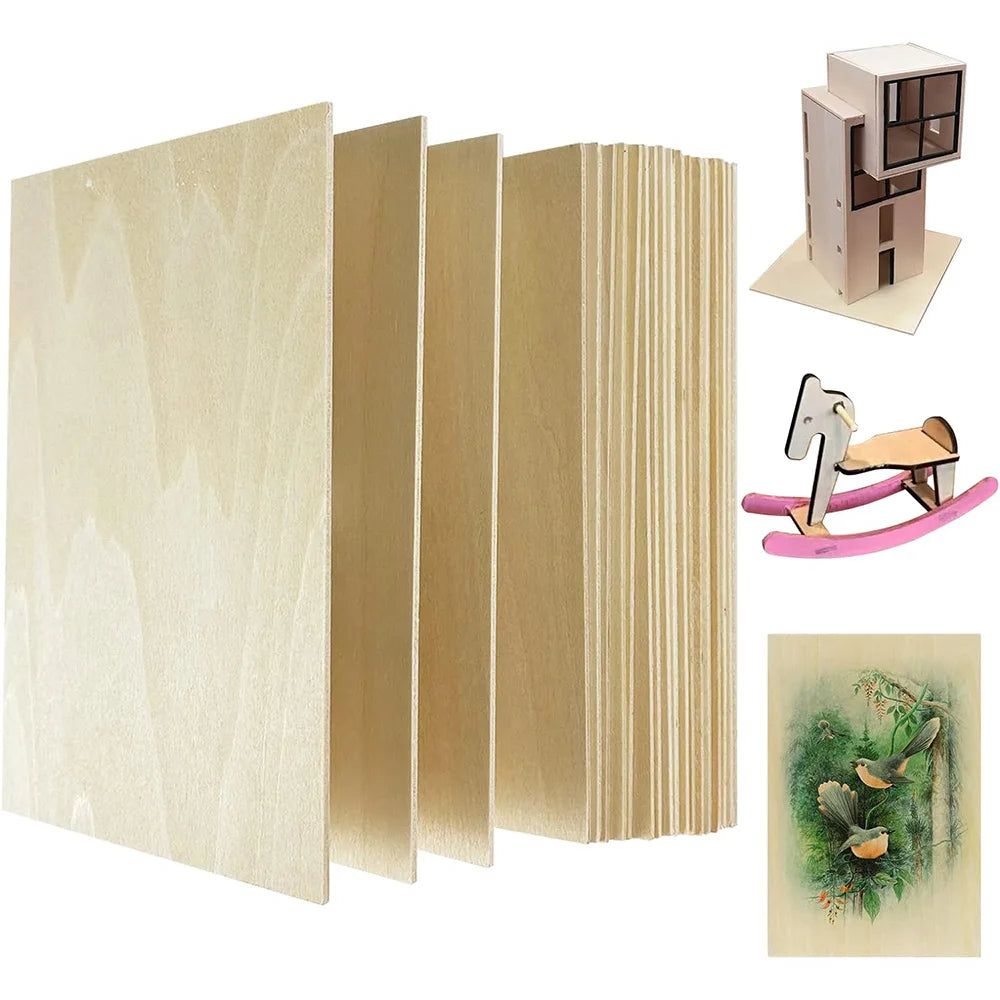 10Sheets Wood Chips Unfinished Diy Plywood Sheet For Crafts Basswood Blank Bookmarks Slices Painting Carved Graffiti Material