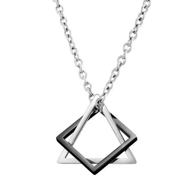 Fashion Couple Geometry Triangle Necklace Hip Hop Pendant Couple Necklace for Men Women Stainless Steel Jewelry Anniversary Gift