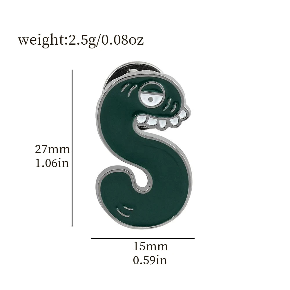 Cartoon 26 English Alphabet Shape Brooch Cute Metal Enamel Badge Clothing Backpack Lapel Pin Jewelry Accessories Gift