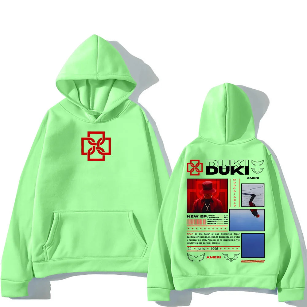 Rapper Duki Ameri Hoodies Men's Women Clothing Fashion Hip Hop Oversized Hooded Sweatshirts Unisex Casual Long Sleeve Pullovers