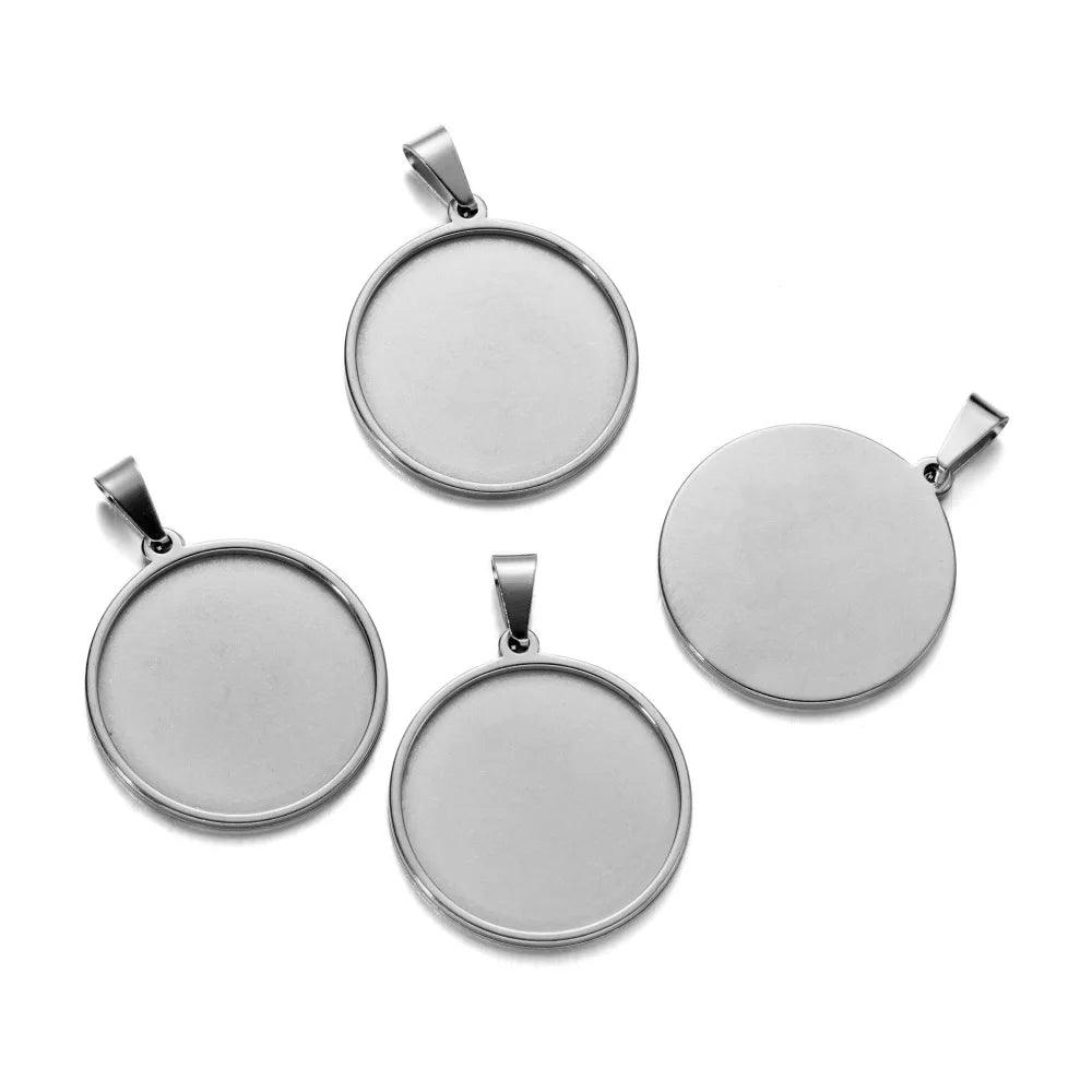5pcs Stainless Steel Round Blank Bases For Pendants Tray 20/25/30/35/40mm Cabochon Bases Setting Jewelry Making Supplies