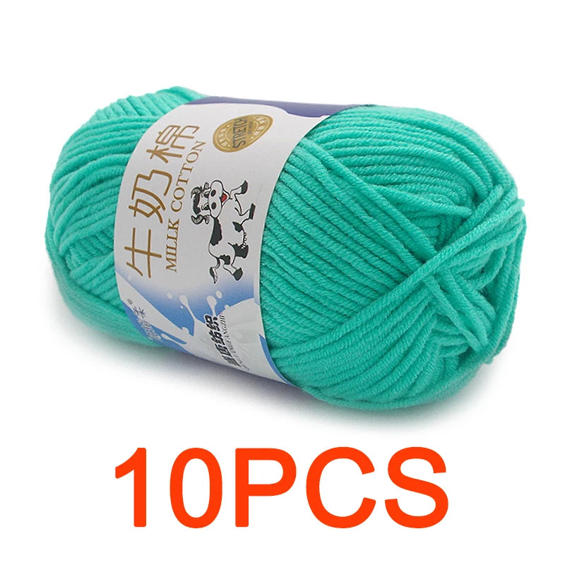 10 Pieces Milk Cotton Knitting Yarn Soft Warm Yarn for Hand Knitting and Crochet Projects