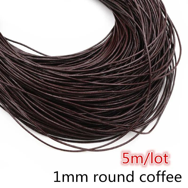 2-5m/lot 1-8mm Genuine Cow Leather Round/Flat Strand Thong Cord DIY Bracelet Findings Rope String For Jewelry Making Accessories