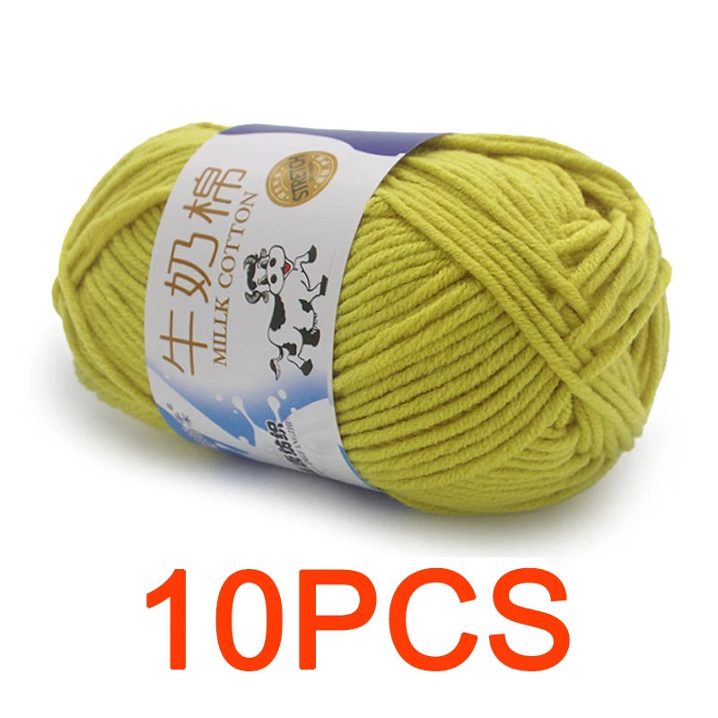 10 Pieces Milk Cotton Knitting Yarn Soft Warm Yarn for Hand Knitting and Crochet Projects