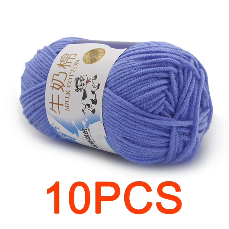 10 Pieces Milk Cotton Knitting Yarn Soft Warm Yarn for Hand Knitting and Crochet Projects