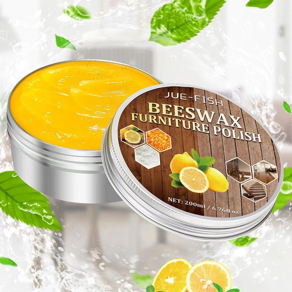 200g Wood Care Wax Natural Beeswax Furniture Polishing Oil Waterproof Wood Door Maintenance Wax with Sponge for Cabinets Stairs