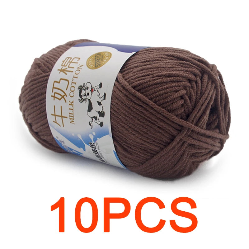 10 Pieces Milk Cotton Knitting Yarn Soft Warm Yarn for Hand Knitting and Crochet Projects