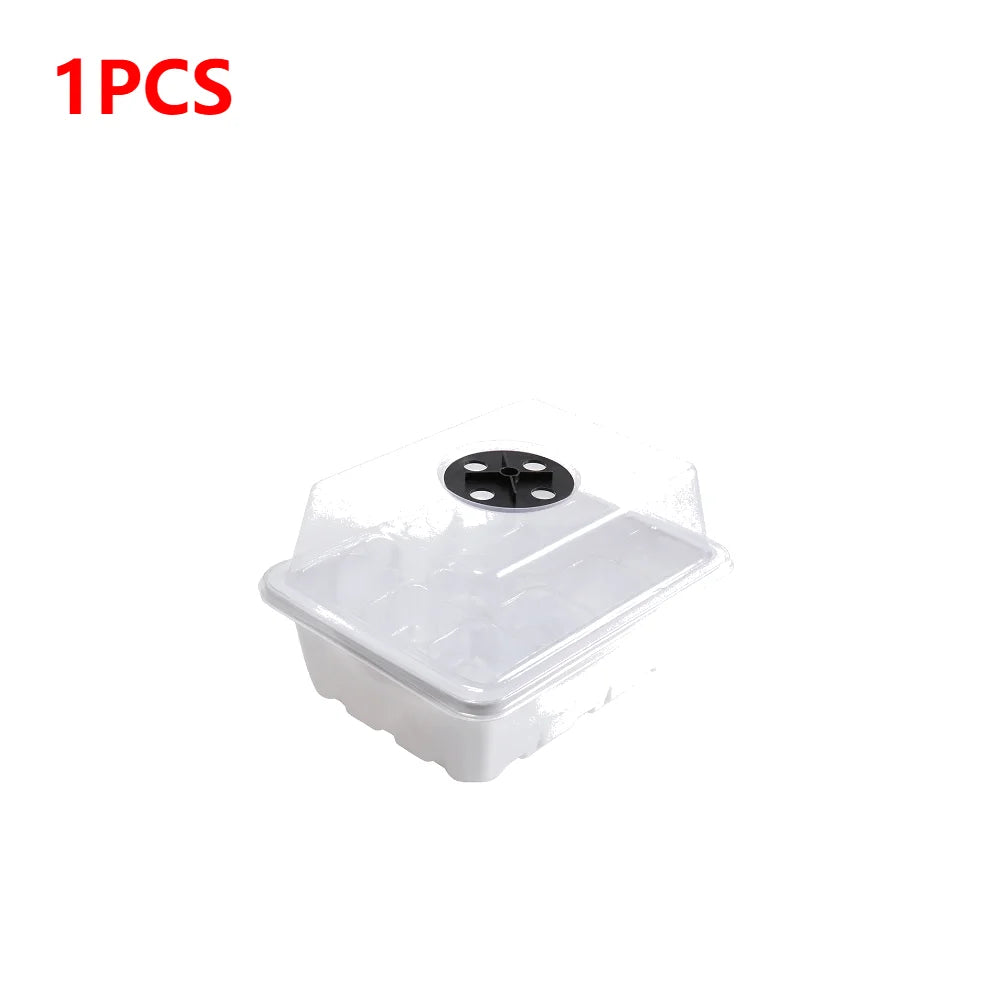 5-1Pcs 12 Grids Seed Starter Kit Plant Seeds Grow Box Seedling Trays Germination Box with Dome and Base For Seedlings Gardening