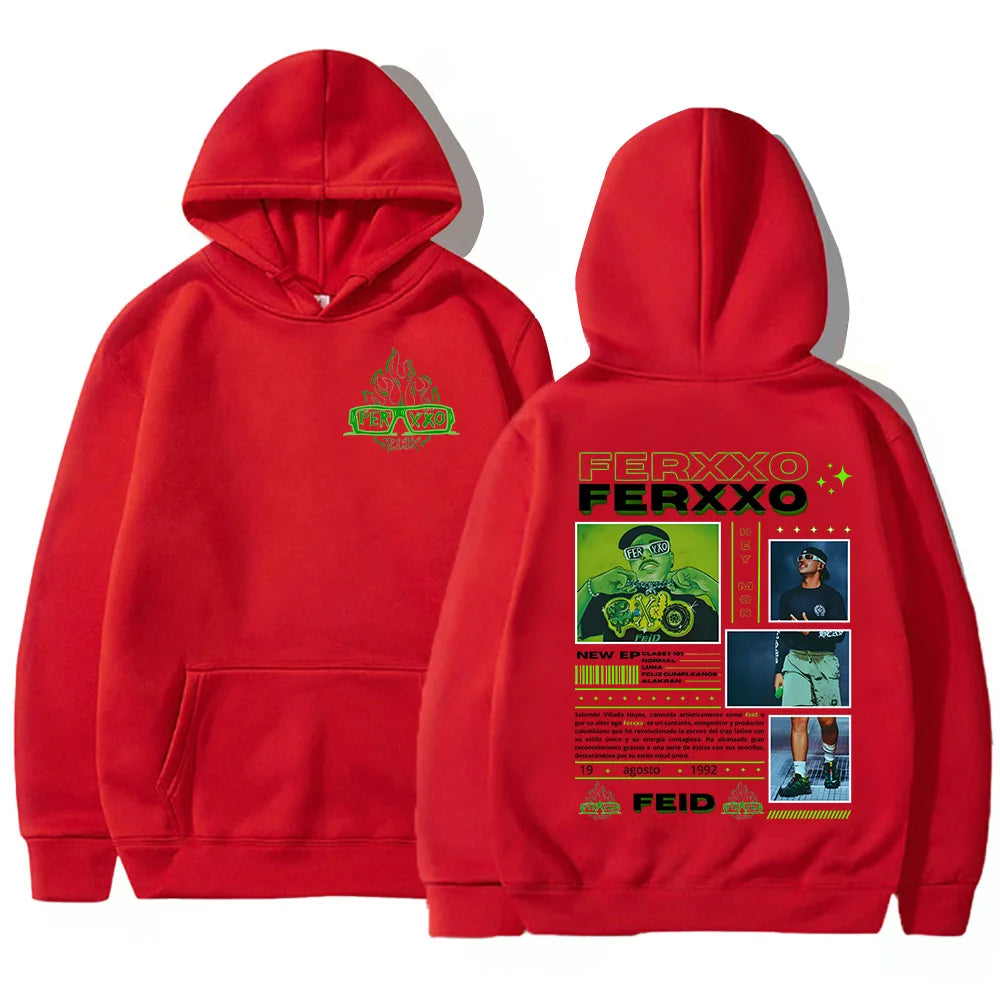 Rapper Feid Ferxxo Hoodies 90s Vintage Hip Hop Style Sweatshirt Unisex Fashion Casual Fleece Hooded New  Aesthetic Streetwear