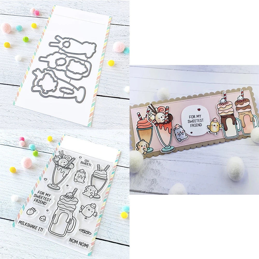 Mini Panda Bunny Koala Animal Outline Metal Cutting Dies Clear Stamps for DIY Easter Day Decor Paper Cards