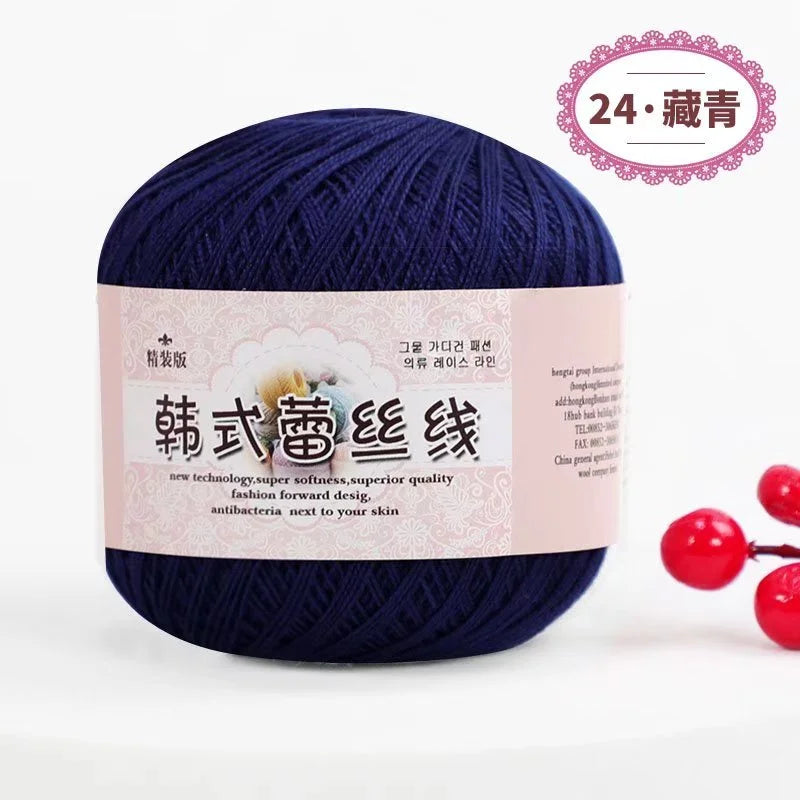 Pure Cotton Lace Crochet Thread No 8 Ice Silk 50g Yarn