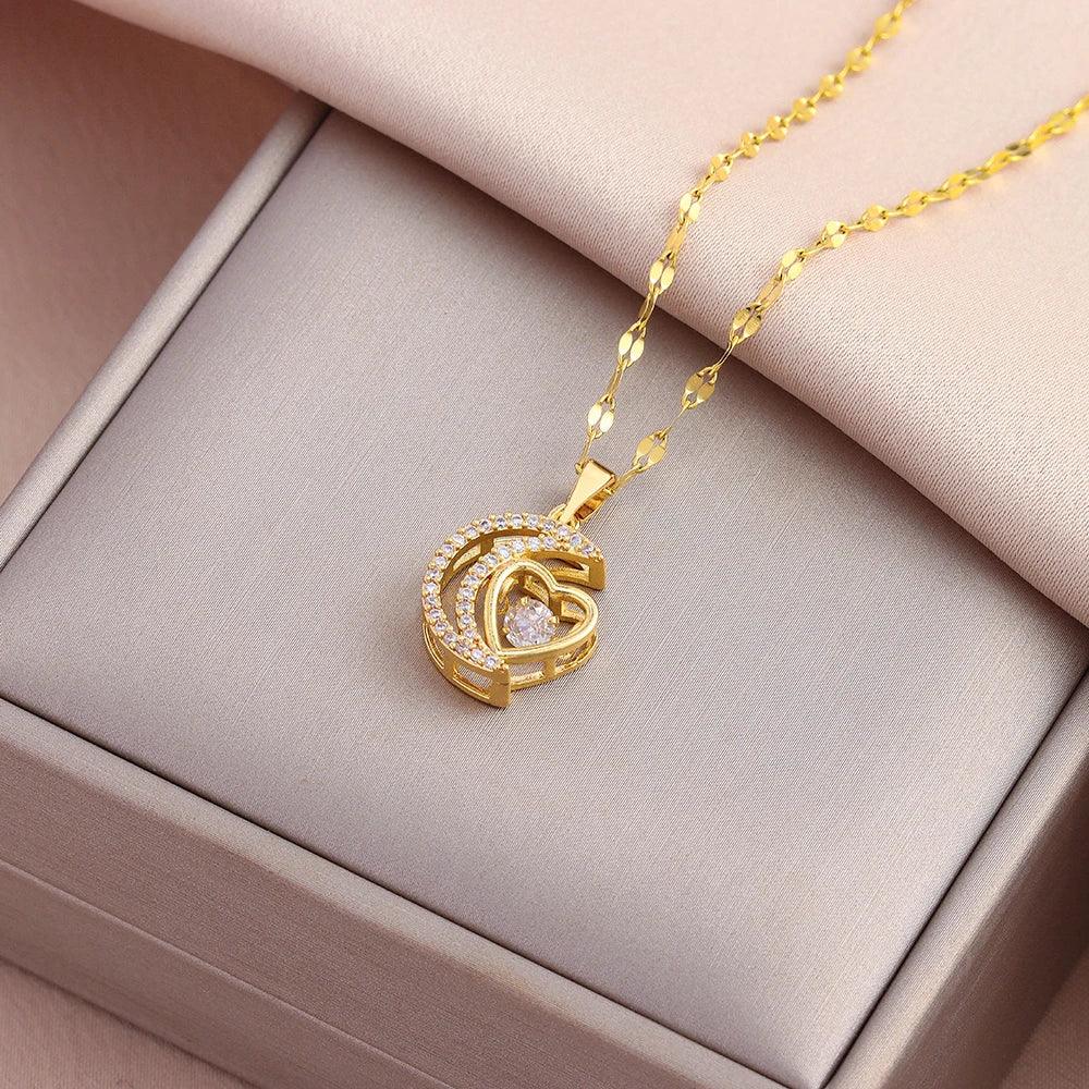 New In Sweet Sexy Beating Heart Series Pendant Necklaces For Women Luxury Fashion Female Stainless Steel Clavicle Chain Jewelry