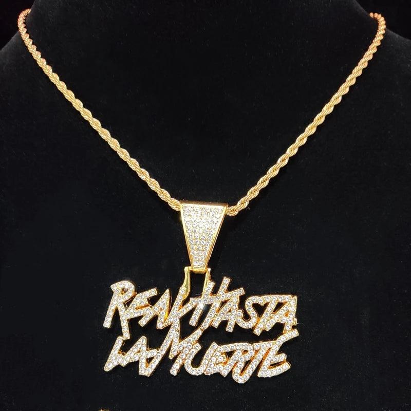 Men Women Hip Hop Letter Pendant Necklace with 13mm Cuban Chain Hiphop Iced out pendants Necklaces Fashion Punk Jewelry Gifts