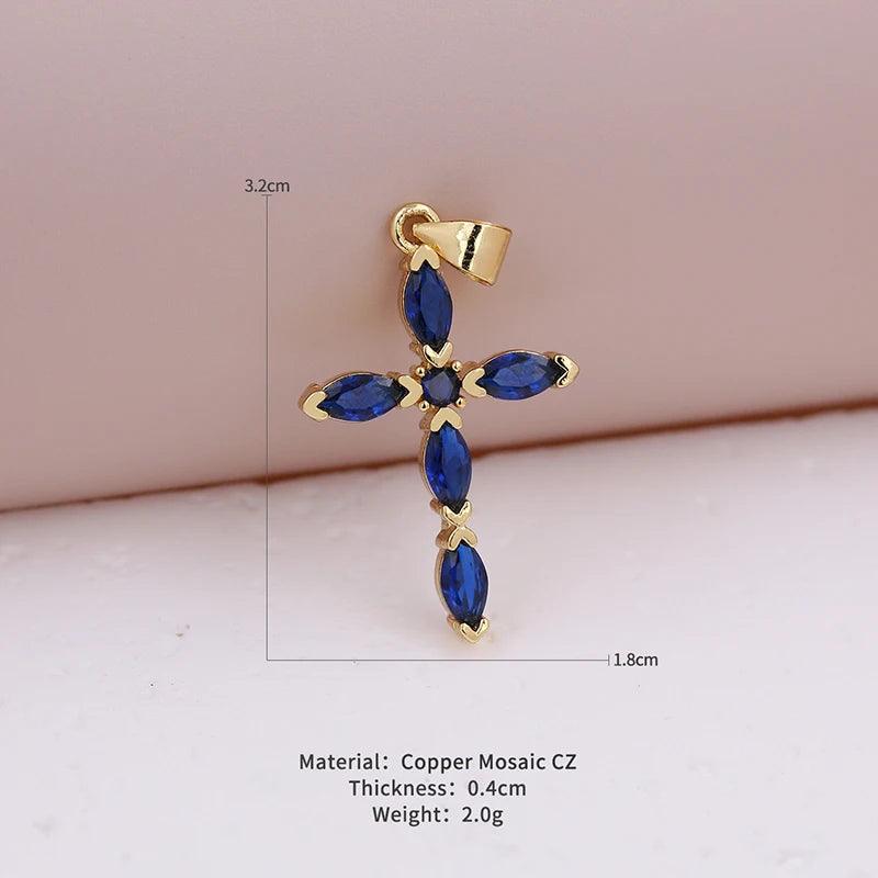 Fashion and Charm Sparkling Zircon Small Exquisite Religious Cross Pendant Men  Women Necklace Bracelet Jewelry Making