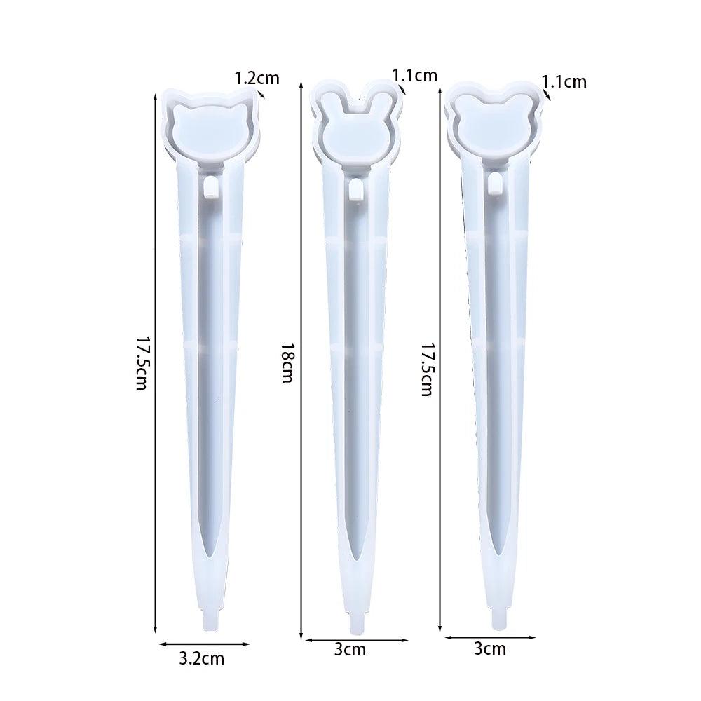 Cute Animals Star Moon Heart Ballpoint Pen Silicone Molds Epoxy Resin Molds Quicksand Pen Mold for Resin Crafts Making Decor