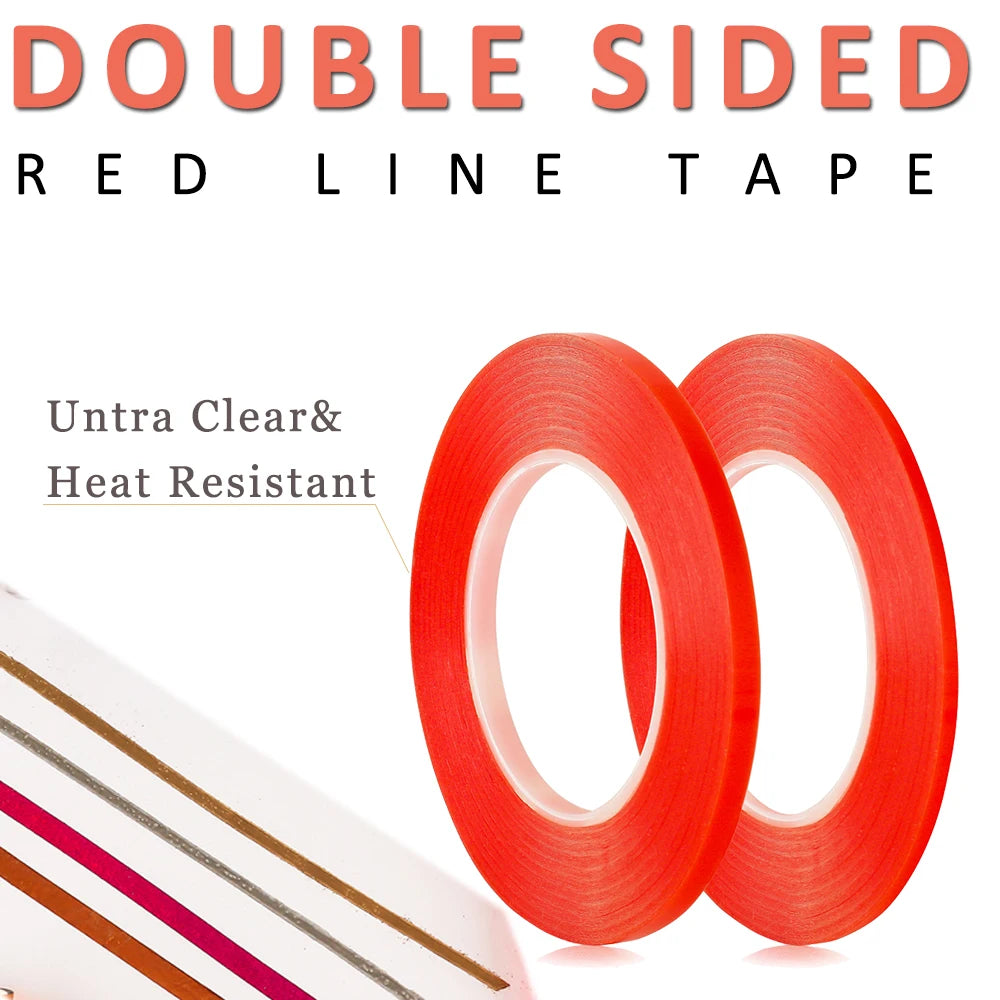 3mm/6mm Width Double Sided Red Line Tape For Papercraft Ultra Clear Heat Resistant Super Sticky Adhesives DIY Tool New 2022