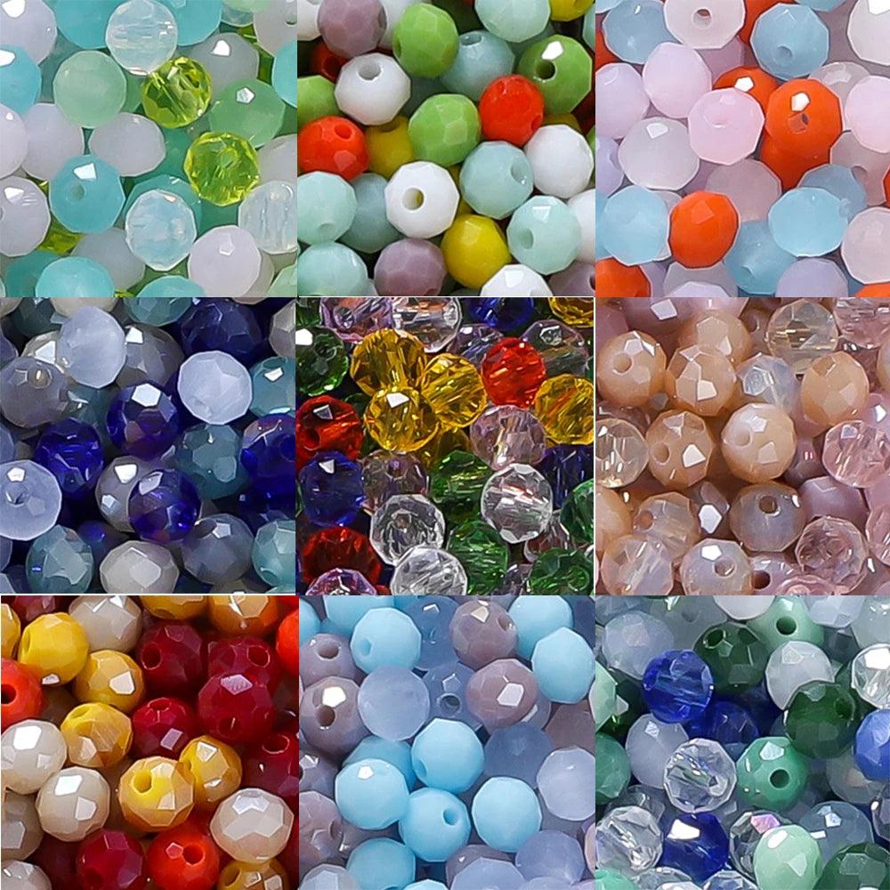 1000pcs 3*4mm Mix Color Rondelle Faceted Glass Beads Loose Spacer Crystal Round Beads for Jewelry Making DIY Necklace Bracelet