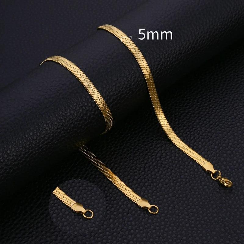 HIYEE Stainless Steel Snake Necklace for Women Jewelry Gift Blade Chain Gold Plated Waterproof Trendy DIY Pendant Accessories