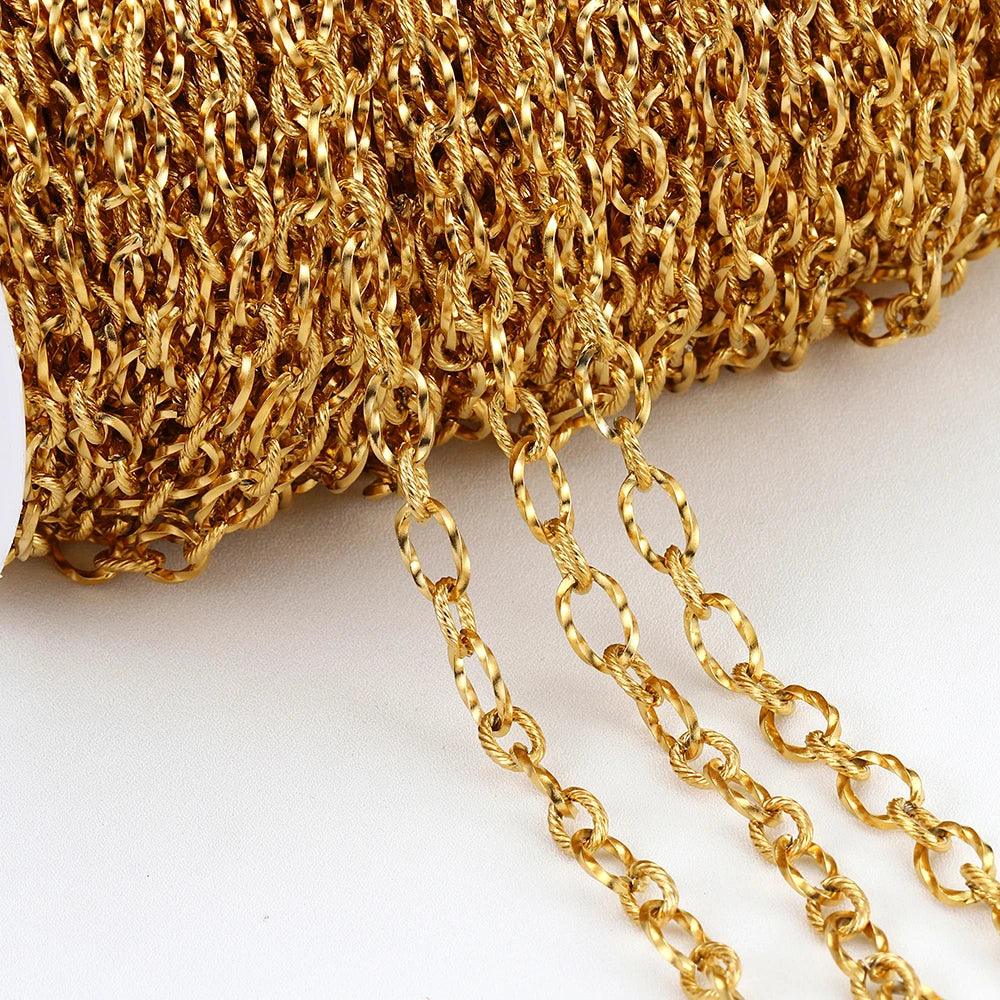 1meter Golden Stainless Steel Rolo Cable Bulk Chains for DIY Jewelry Making