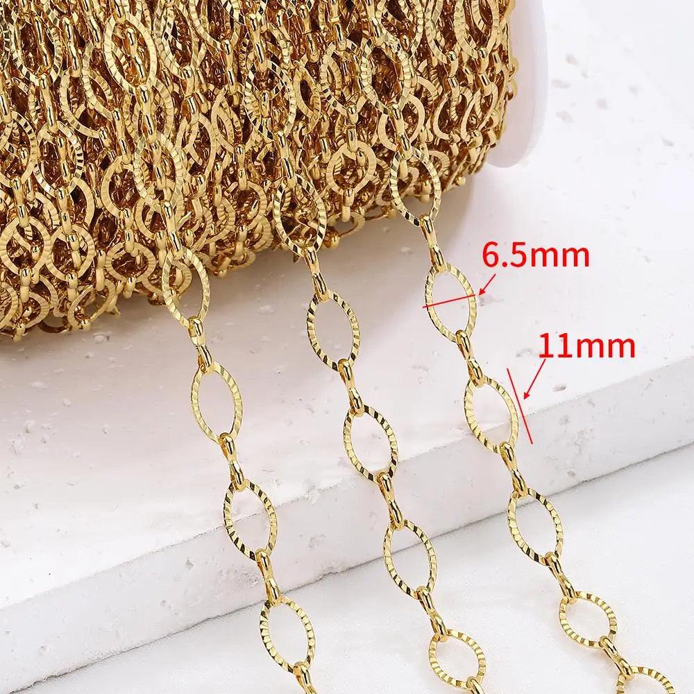 2meters/1meter 6.5mm Stainless Steel Oval Embossing Chains for Jewelry Making DIY