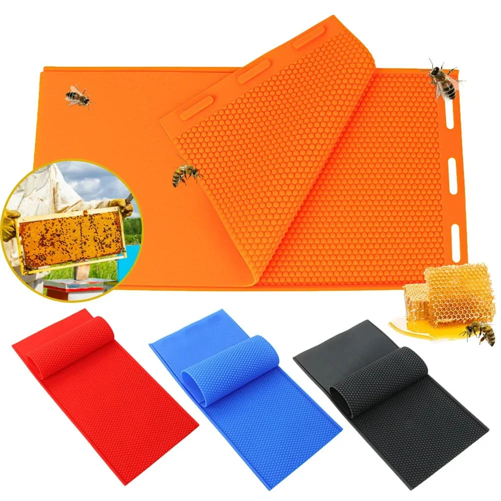 2pcs Beewax Foundation Sheet Mould Soft Silicone Beewax Foundation Machine Reusable Lightweight Practical Beekeeping Equipment
