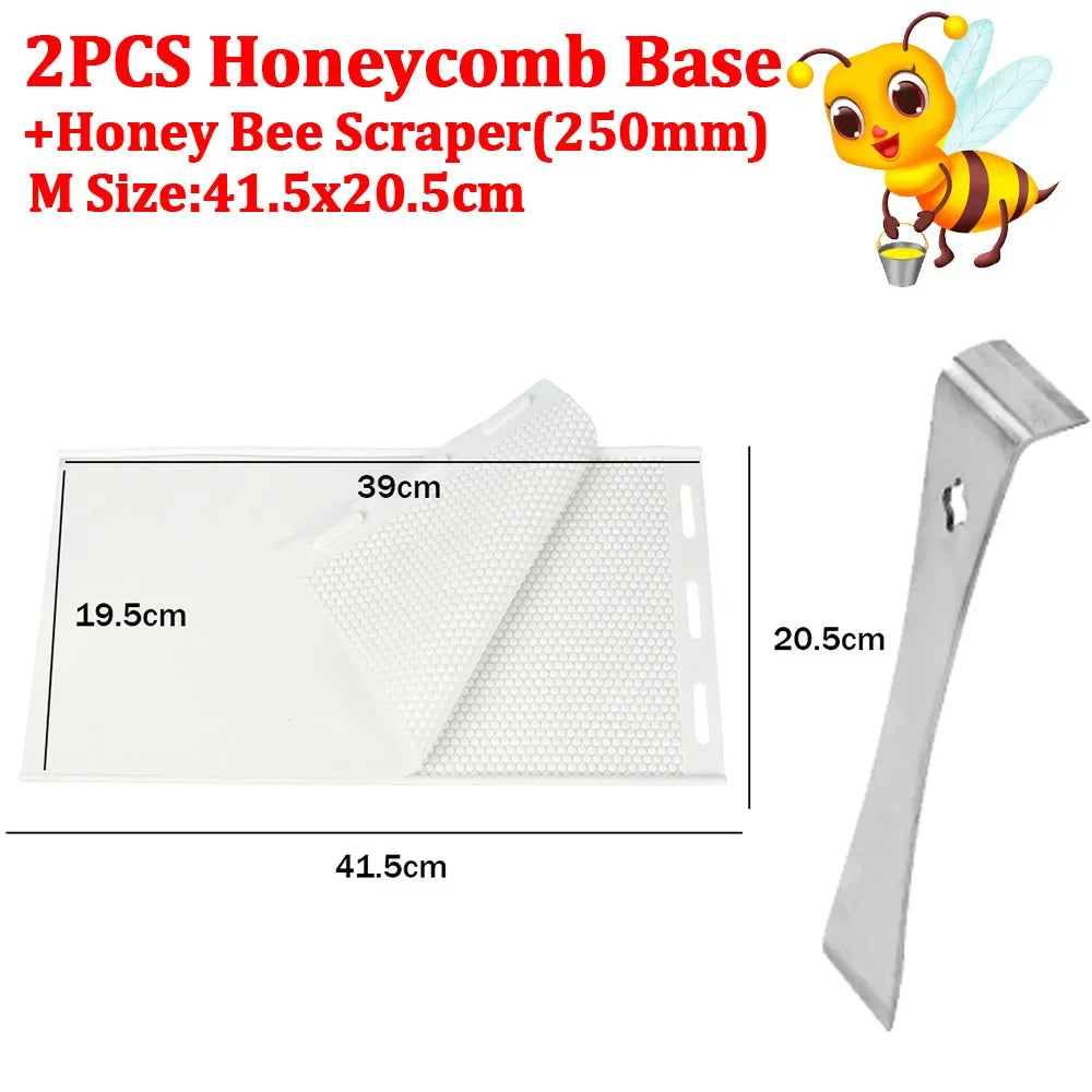 3pcs Beeswax Press Sheet Mold Soft PVC Honeycomb Base Foundation Mould Beehive Shovel Beekeeping Beeware Beeswax Making Tools
