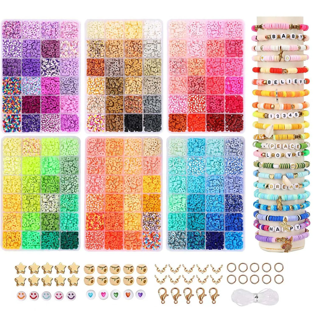2400pcs Clay Beads Bracelet Making Kit includes Loose Beads and String for DIY Jewelry Craft for Girls