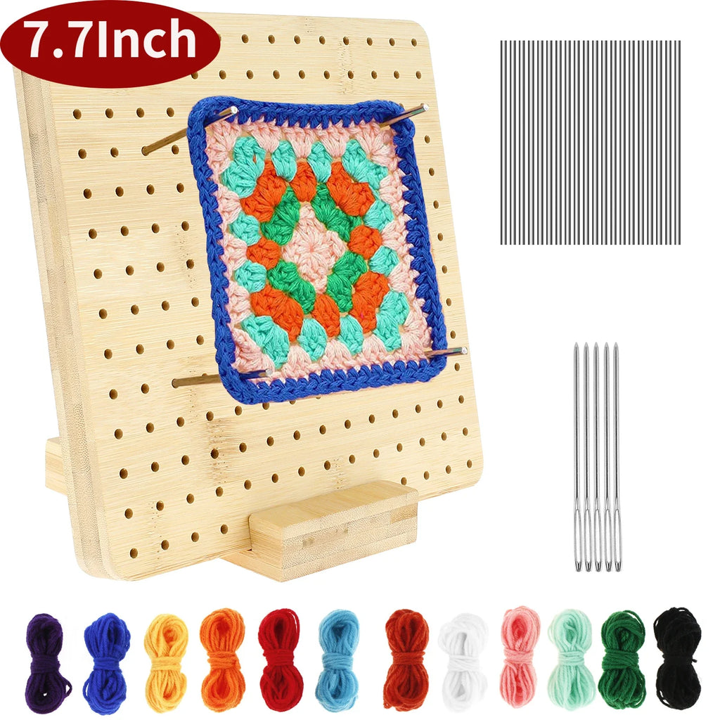 7.7Inch Wooden Crochet Blocking Board Kit For Knitting Granny Square Crochet Board Wooden Blocking Board Gift for Knitting Lover