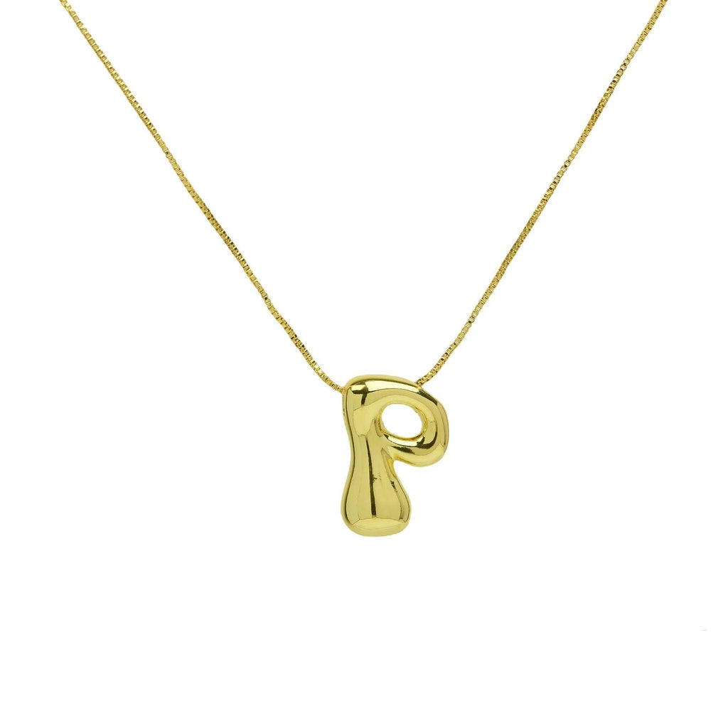 Trendy Gold Plated 18K Chunky Balloon Bubble Initial Letters Pendant Stainless Steel Choker Necklaces for Women Customized Chain