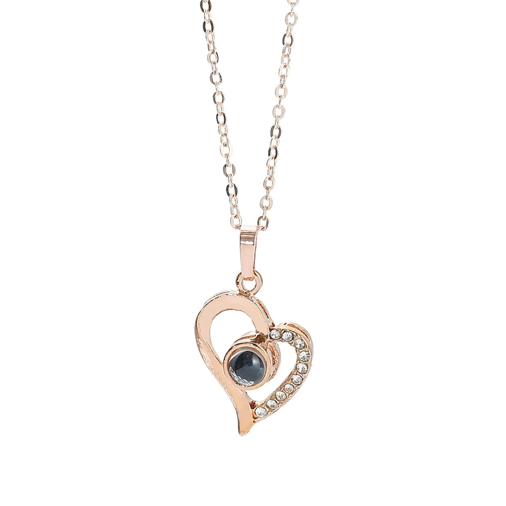 100 Languages I Love You Necklaces Love Memory Projection Necklaces Female Fashion Alloy Pendant Jewelry Gifts