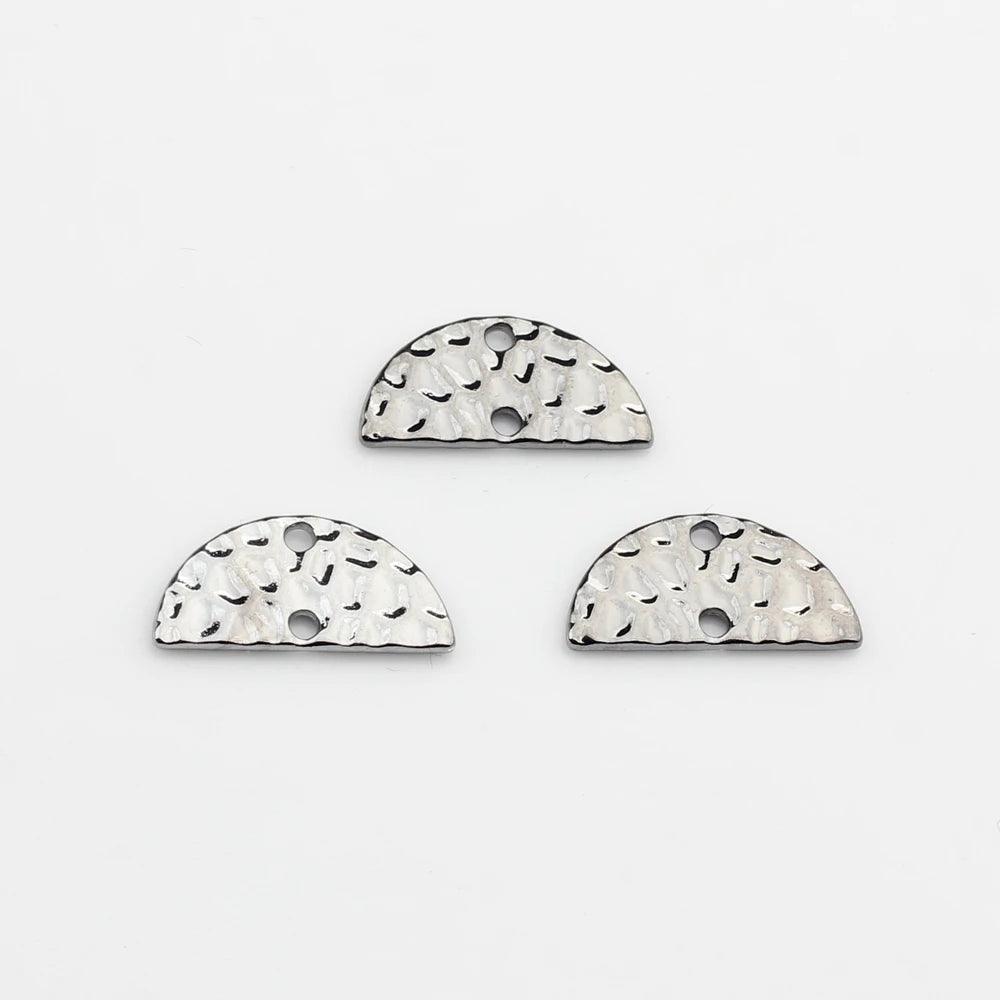 Zinc Alloy   Black Retro Half Round Fan-shaped Connectors Charms 20pcs For DIY Necklace Earrings Making Accessories