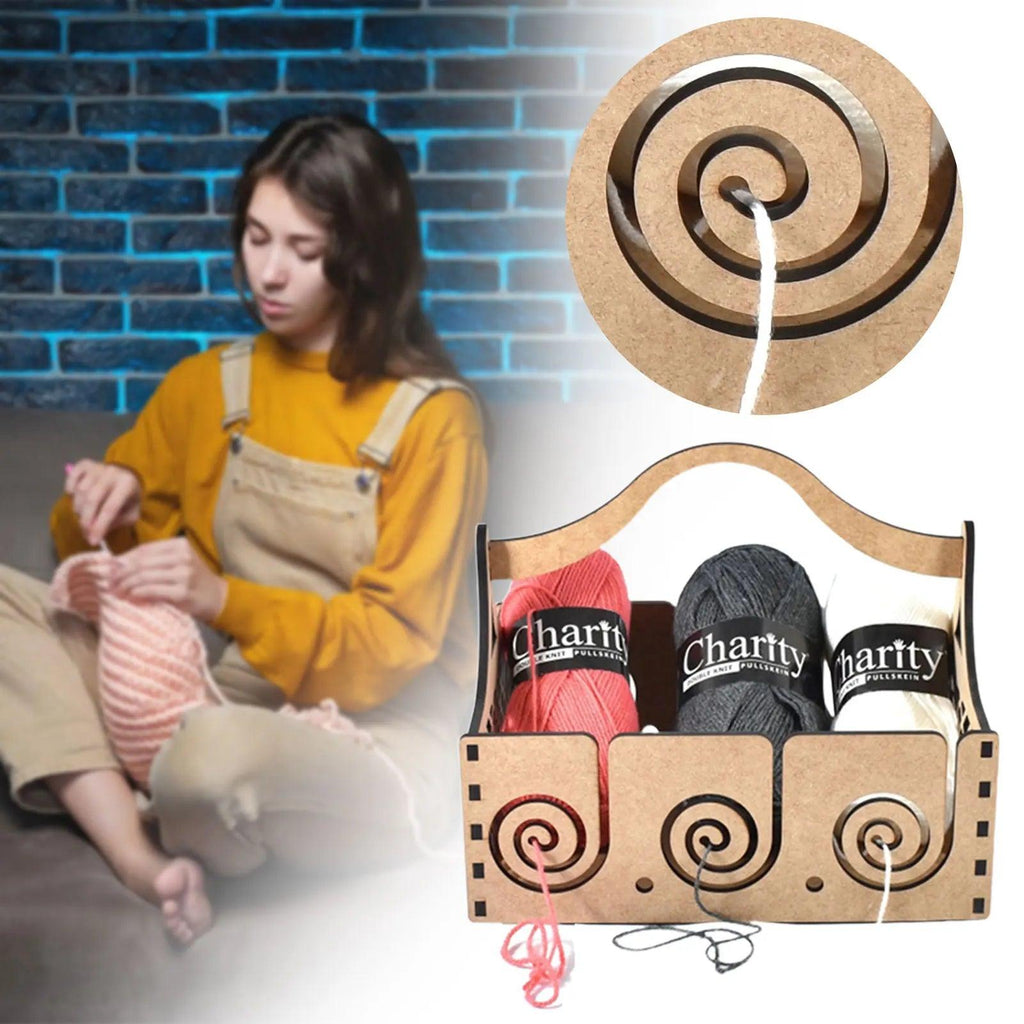 Wooden Wool/Yarn Dispenser Hand-Made Wood Crochet Yarn Holder With Holes Crochet Knitting Storage Box For Knitters Crocheters