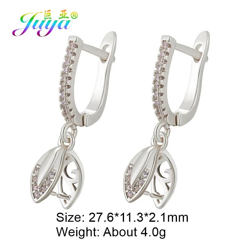 Juya DIY Women's Earring Making 18K Gold Silver Plated Basic Antiallergic Fixtures Ear Wire Fastener Hooks Accessories Supplies