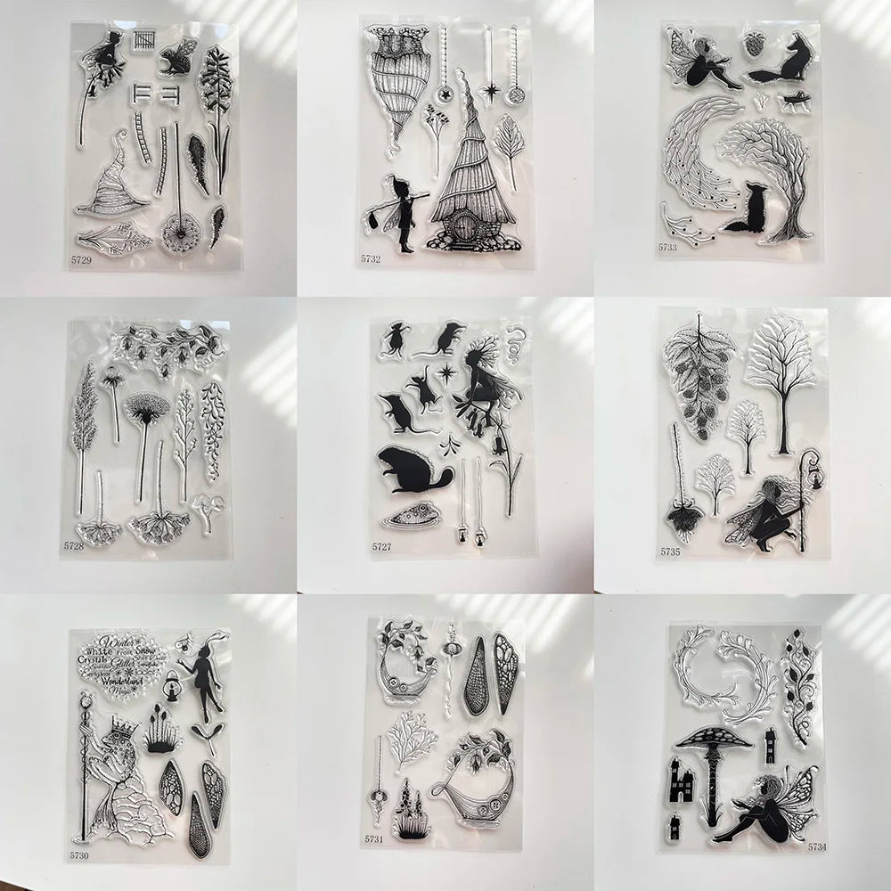 Mouse Tree House Fairies Transparent Silicone Stamp Rubber Clear Stamps for DIY Scrapbooking Card Making Photo Album Crafts