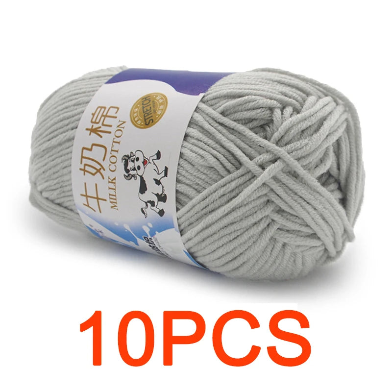 10 Pieces Milk Cotton Knitting Yarn Soft Warm Yarn for Hand Knitting and Crochet Projects