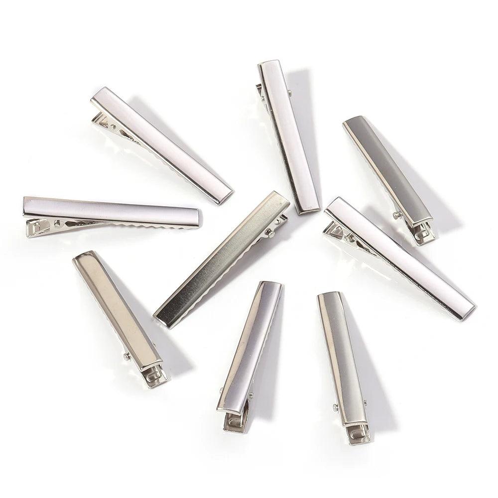 20-50pcs Metal Silver Hair Clip Multi-size Square Hairpin Toothed Barrette for DIY Headwear Makeup Hair Tool Making Supplies