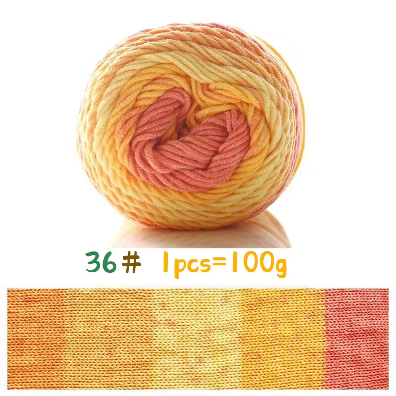 Rainbow Colorful Cotton Yarn Ball For Handwoven Projects