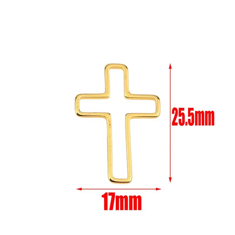 10pcs Stainless Steel Charms Connectors Hollow Frame Bezel Cross Moon for DIY Casting Necklaces Earrings Jewelry Making Supplies