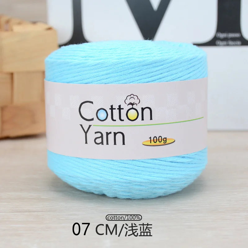 100g 100 Percent Cotton Hand Knitting Yarn Soft Crochet Yarn for Sweater Scarf Blanket Hat and Amigurumi