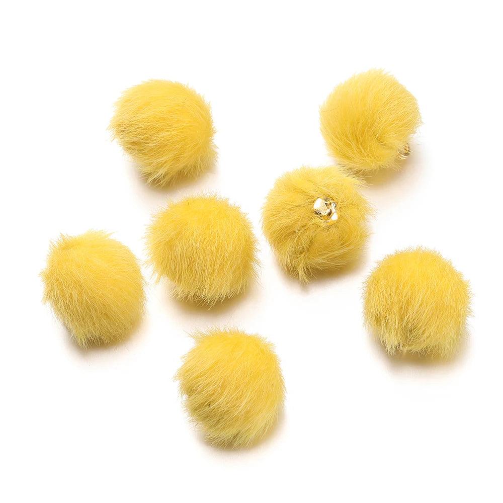 10pcs 17mm Plush Fur Covered Ball Beads Charms Pompom Beads Pendant for DIY Earring Bag Keychain Pendant Jewelry Making Supplies