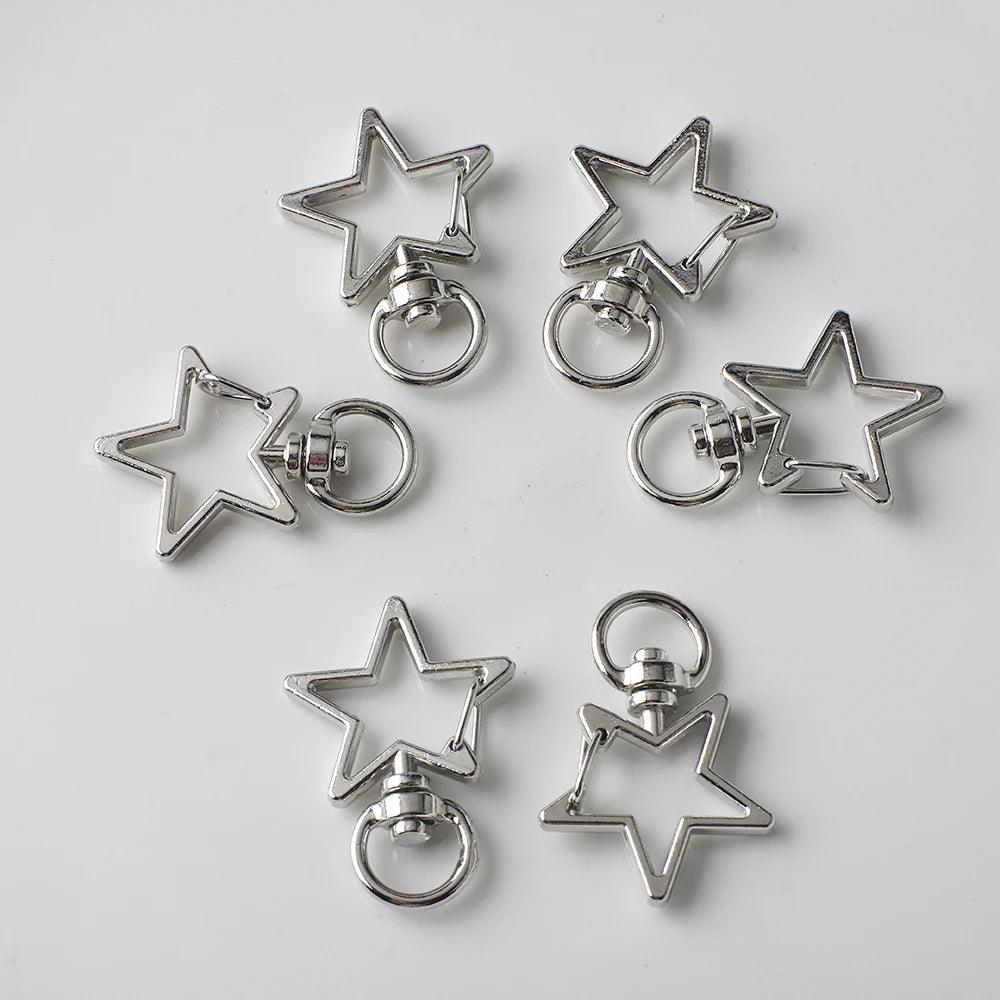 6 Pcs Star Heart Snap Hook Trigger Clips Buckles Lobster Clasps Clips Key Ring for DIY Keychain Lanyard Jewelry Making Accessory