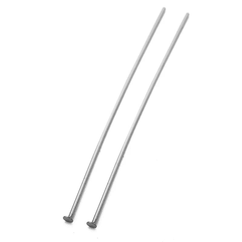 100pcs Stainless Steel Eye Flat Head Pins Needles Bulk 20mm 30mm 40mm Ball Bead Headpins Connector For Jewelry Making