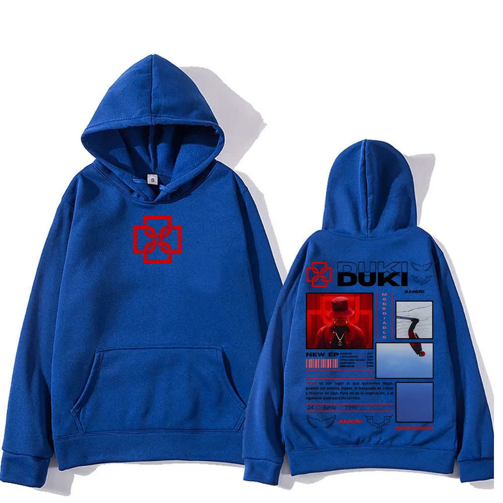 Rapper Duki Ameri Hoodies Men's Women Clothing Fashion Hip Hop Oversized Hooded Sweatshirts Unisex Casual Long Sleeve Pullovers