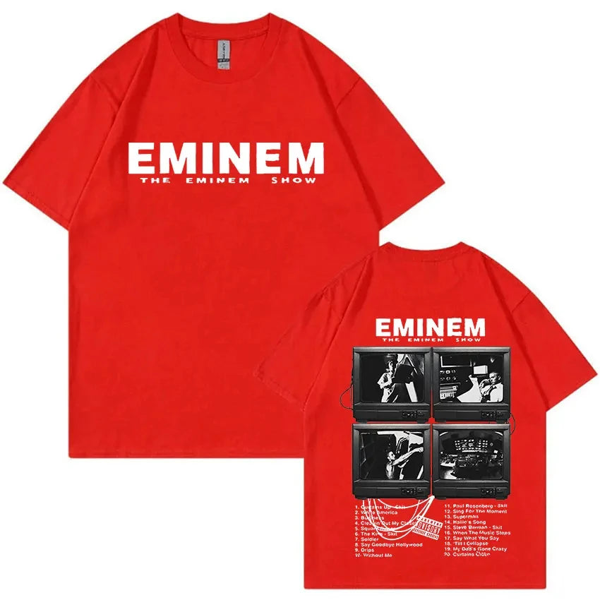 Eminem World Tour Graphic T Shirt for Men and Women Hip Hop Trendy Cotton Oversized Tee Summer Streetwear