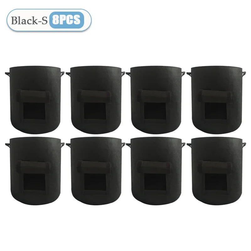 1-8PCS 5/10Gallon Felt Potato Planting Bag Large Diameter Vegetable Plant Seedling Bag Non-Woven Garden Potato Growing Bucket