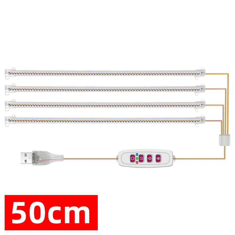 1/2/3/4Heads LED Grow Light Strip Tube Indoor Plant USB Full Spectrum Phyto Lamp Dimmable Timer Seedlings Vegs Flower Grow Lamp