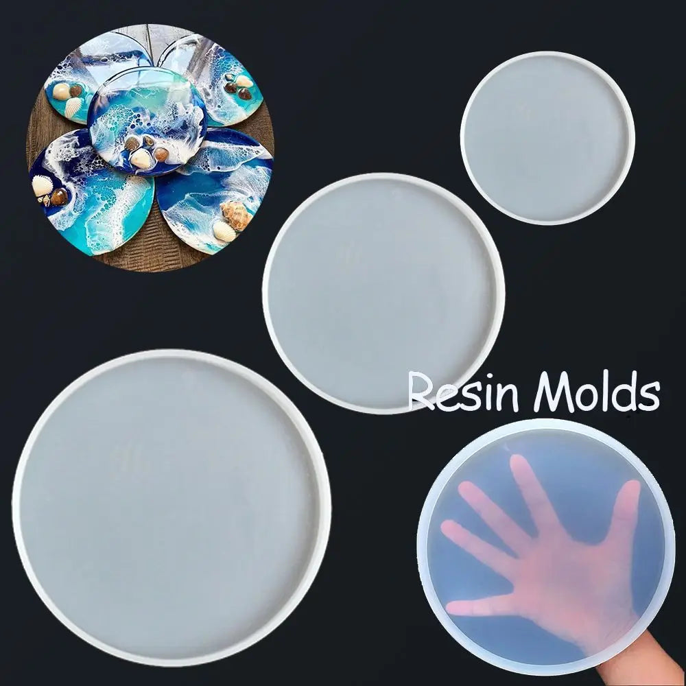 14/19/30cm Transparent Round Coaster Resin Casting Molds Silicone Epoxy Making Mould Fluid Arts Tool DIY Accessories