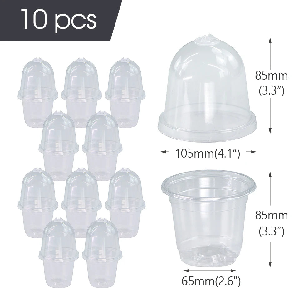 5/10PCS Clear 4-Inch PET Seedling Cup Transparent Nutrient Potwith Lid Robust Easy Monitoring Seedling Development  Container